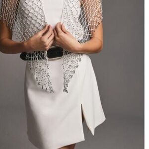 Bridal HUTCH Anthropologie High Slit Micro Mini White Cream Skirt Sz XL Zipper